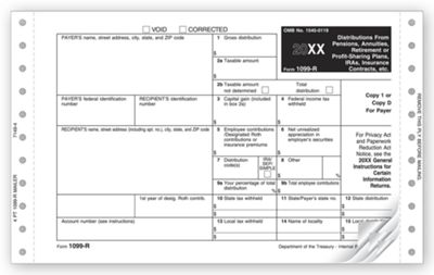 Continuous 1099 R Mailer, Carbon, Magnetic Media, Dated