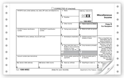 Continuous 1099 Misc, 3 Part, Carbonless TF7164