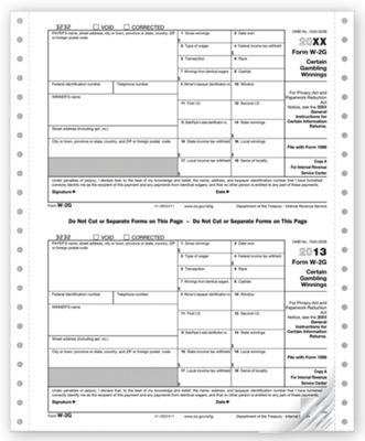 Continuous W-2G, 6 Part, Carbonless, Magnetic Media