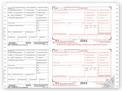 Continuous W-2, Self Mailer, Two Wide, Carbonless