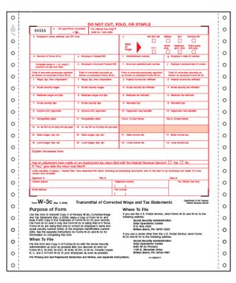 Continuous W-3C, 2 Part, Carbonless, Dateless TF7954