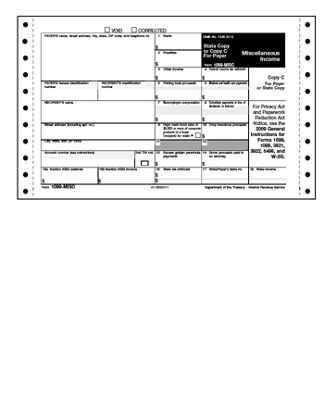 Continuous 1099 Misc, Self Mailer, 3 Part, Carbon, Dateless TF8234