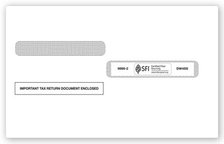 4-Up Box W-2 Double-Window Envelope, Self-Seal - 25/pk